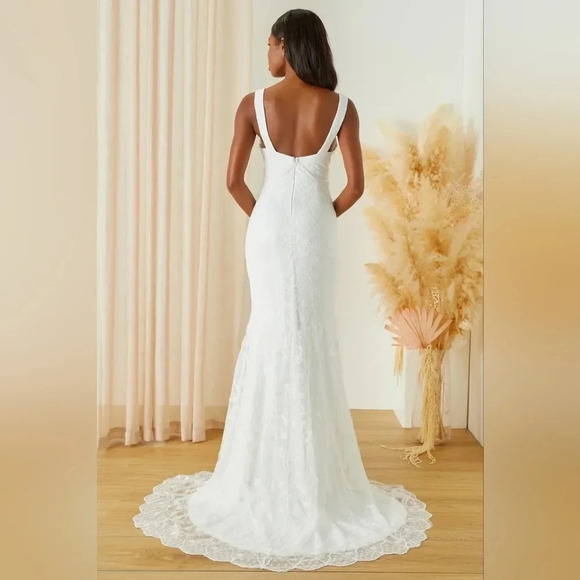Lulus Eternity of Romance White Embroidered Mermaid Maxi Dress Bridal Party Boho - Picture 5 of 12